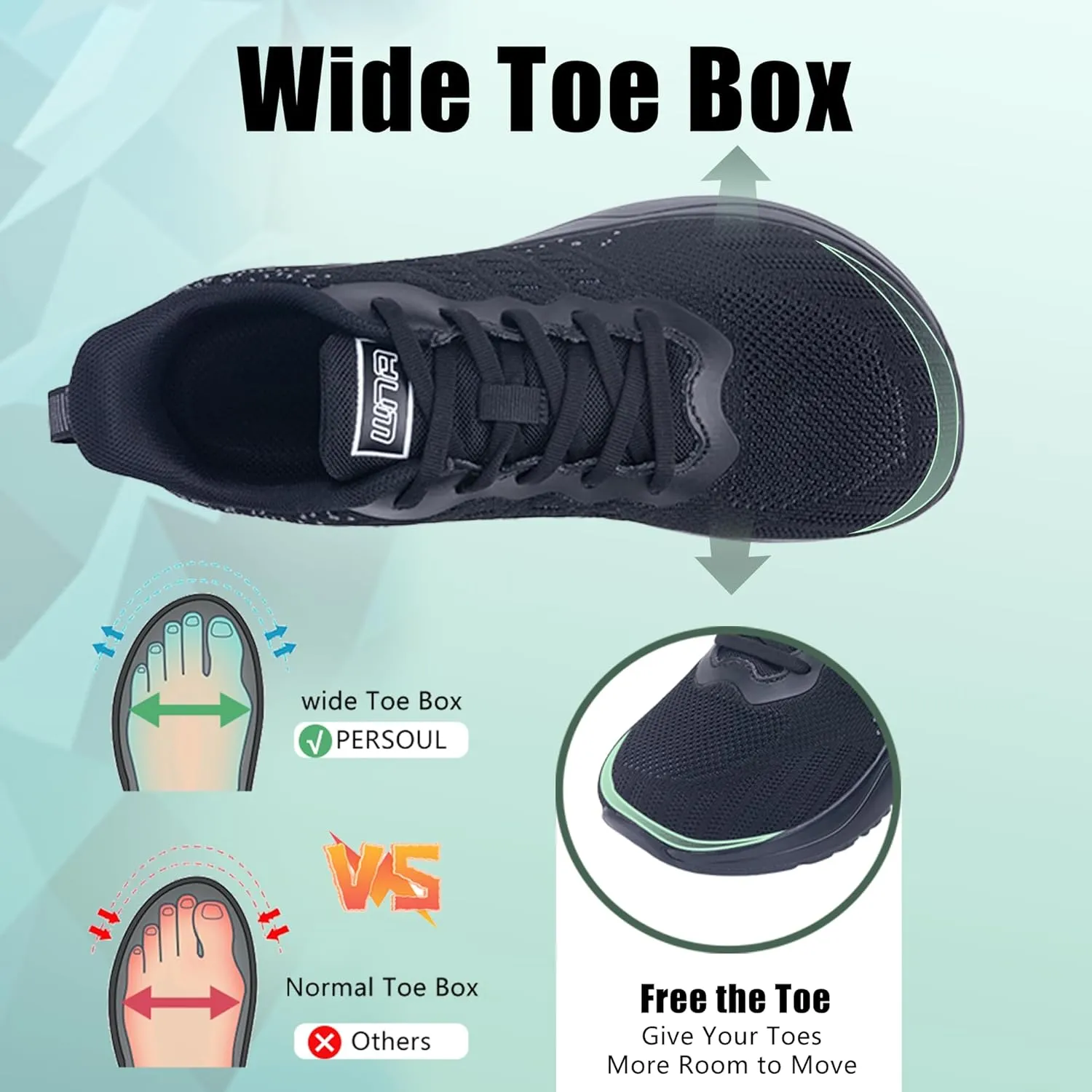 PERSOUL Wide Toe Box Shoes Women Running Shoes Arch Support Tennis Athletic Sneakers for Walking Gym Plantar Fasciitis Size 6-11