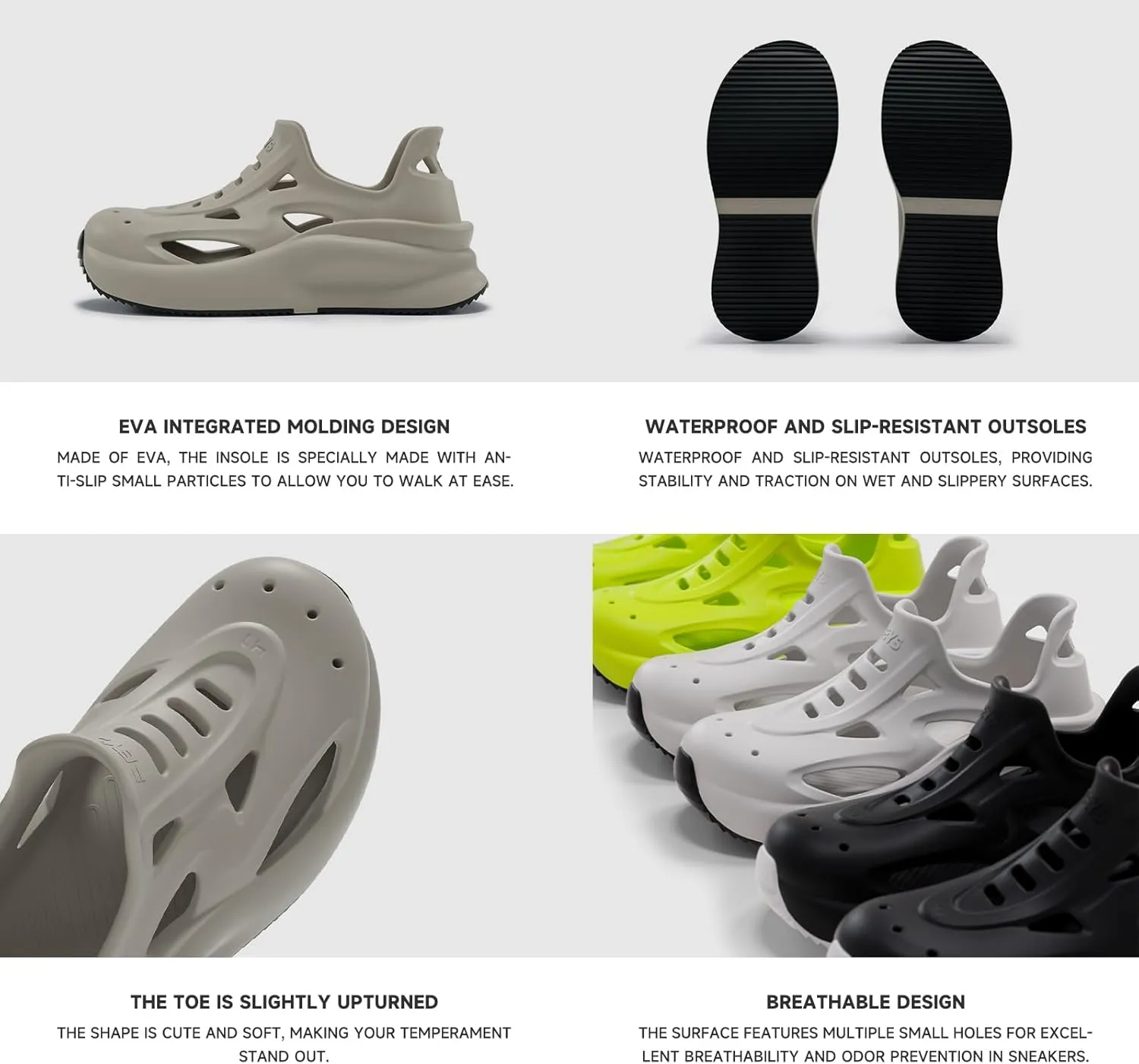 Platform Clogs for Women Men EVA Sneakers Slip on Cushioned Shoes Wilderness Camping and Hiking Shoes Outdoor Beach Sandals Unisex
