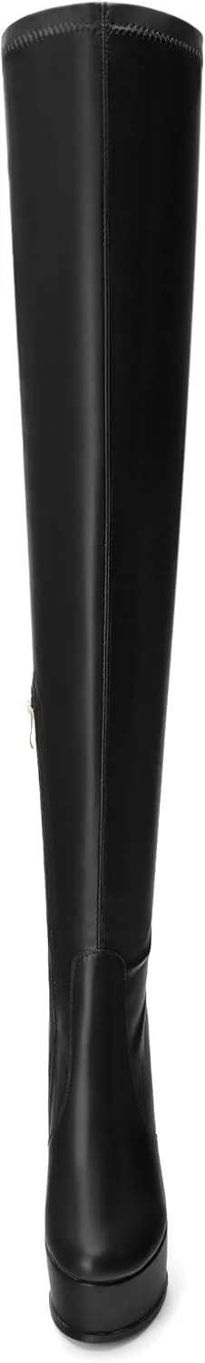 Platform Over The Knee Boots for Women Thigh High Stiletto Zipper Round Toe Long Boots Classic Sexy Fashion Tall Boots