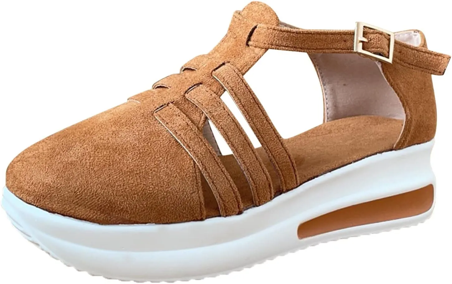 Platform Sandals Women Wedge Braided Platform Adjustable Ankle Band Breathable Beach Shoes Slip-Resistant Tread 2025 Spring and Summer Vacation