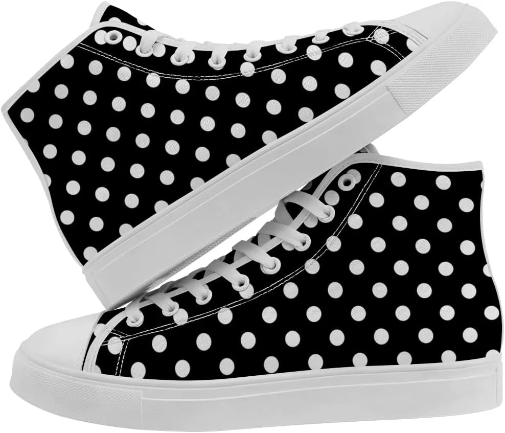 Polka Dot High Top Canvas Shoes High Top Sneakers Lace Up Casual Shoes Gifts for Men Women