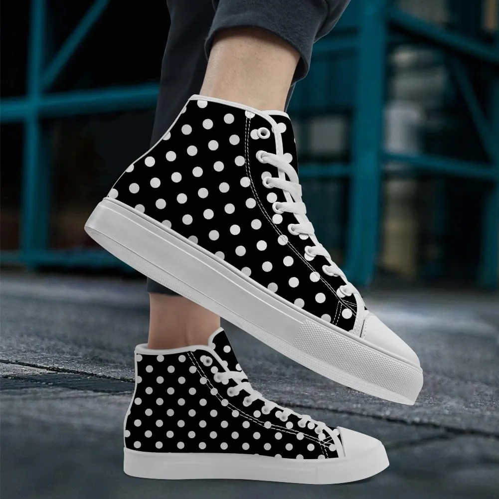 Polka Dot High Top Canvas Shoes High Top Sneakers Lace Up Casual Shoes Gifts for Men Women