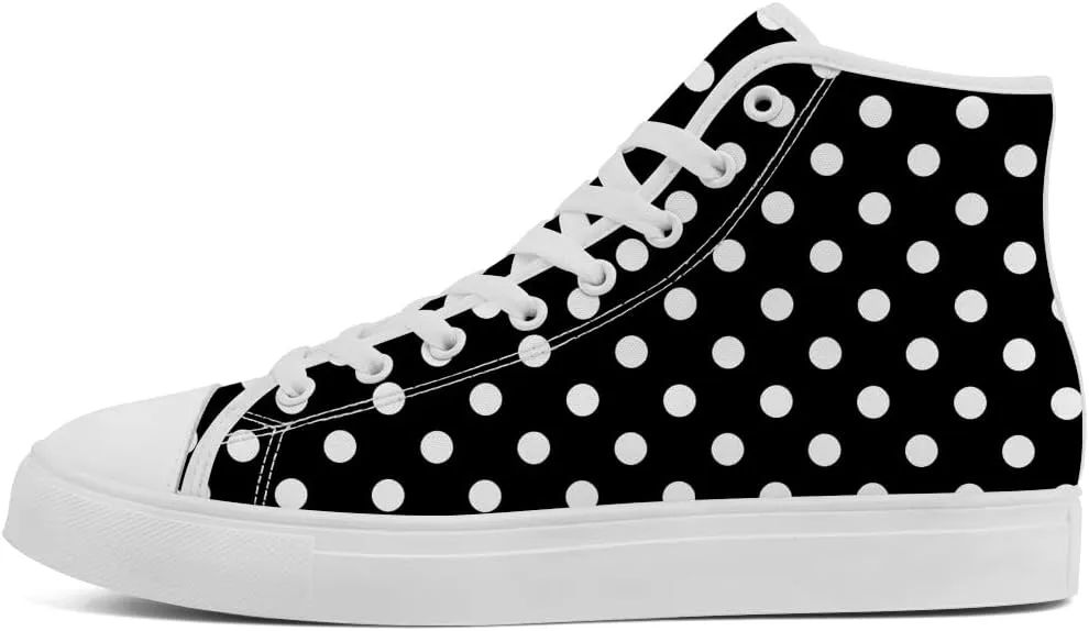 Polka Dot High Top Canvas Shoes High Top Sneakers Lace Up Casual Shoes Gifts for Men Women