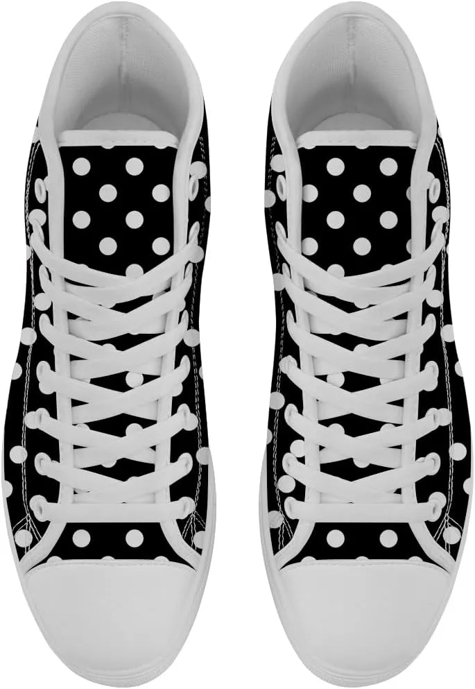 Polka Dot High Top Canvas Shoes High Top Sneakers Lace Up Casual Shoes Gifts for Men Women