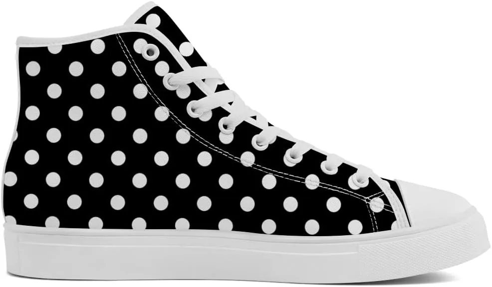Polka Dot High Top Canvas Shoes High Top Sneakers Lace Up Casual Shoes Gifts for Men Women