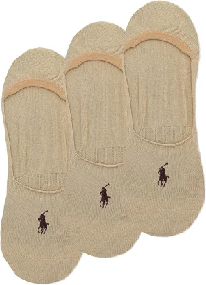 POLO RALPH LAUREN Dress Liner Socks - 3 Pair Pack - Lightweight Cotton Comfort With Non-slip Heel