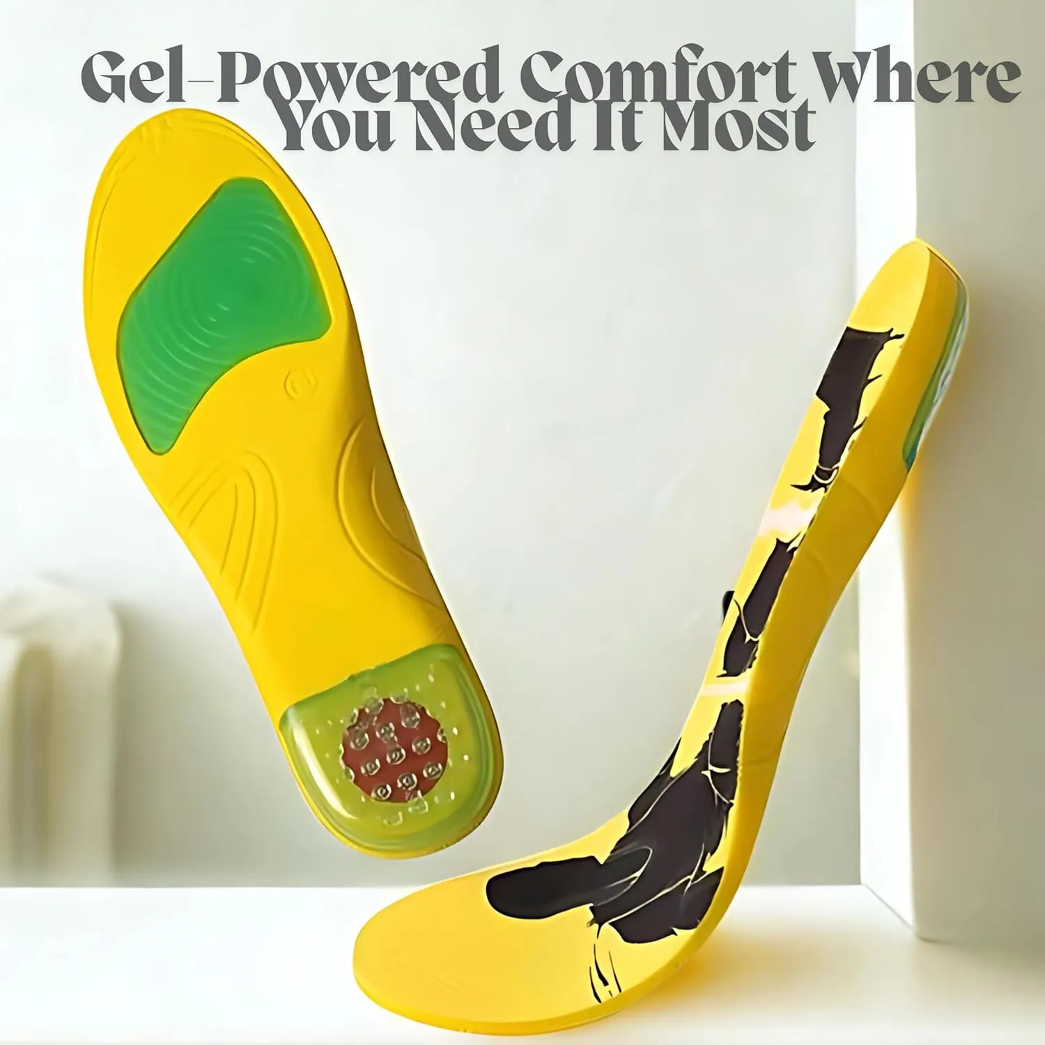 Premium High Jump Insoles with Shock Absorber, Athletic Shoe Inserts for Basketball, Running, and Sports Performance XL (Men 10.5-13/Women 13-15)