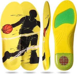 Premium High Jump Insoles with Shock Absorber, Athletic Shoe Inserts for Basketball, Running, and Sports Performance XL (Men 10.5-13/Women 13-15)