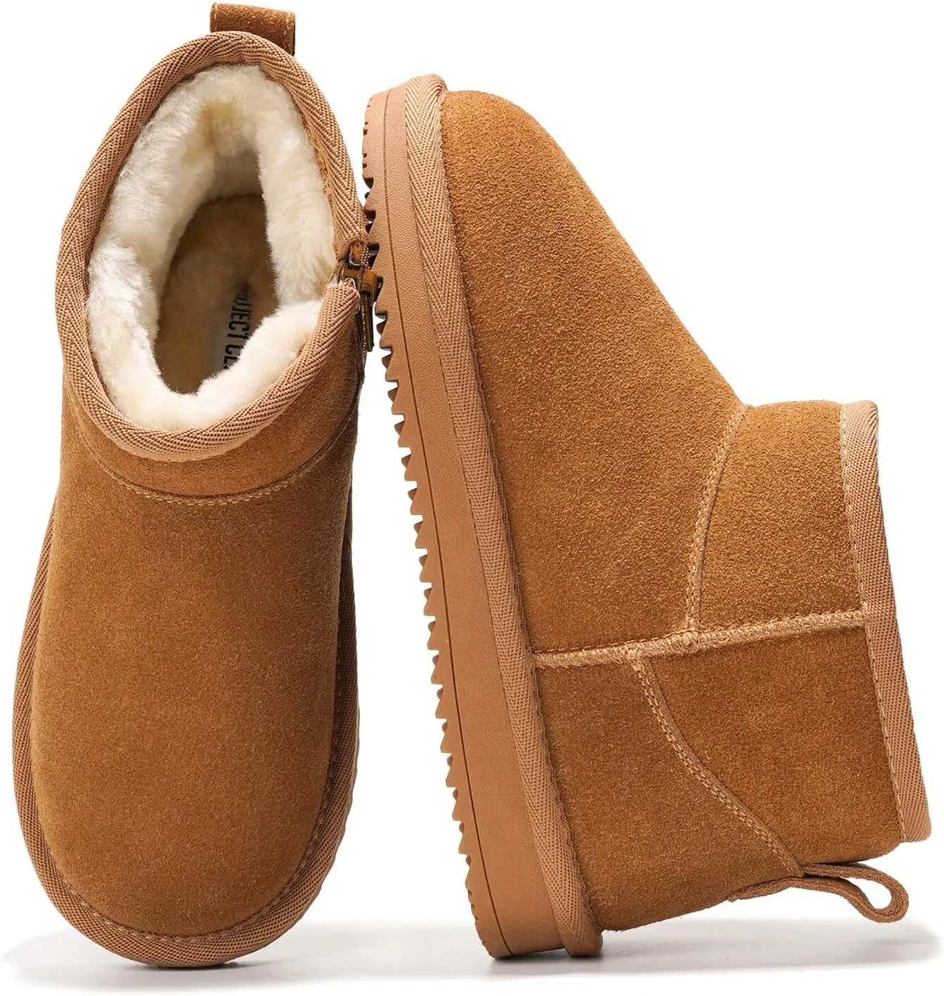 Project Cloud Genuine Leather Girls Boots - Winter Boots & Fall Shoes - Memory Foam Mini Fall Boots, Girl's Fashion Fur Boots - Non-Slip Girls Ankle Boots - Kids Boots for Girls