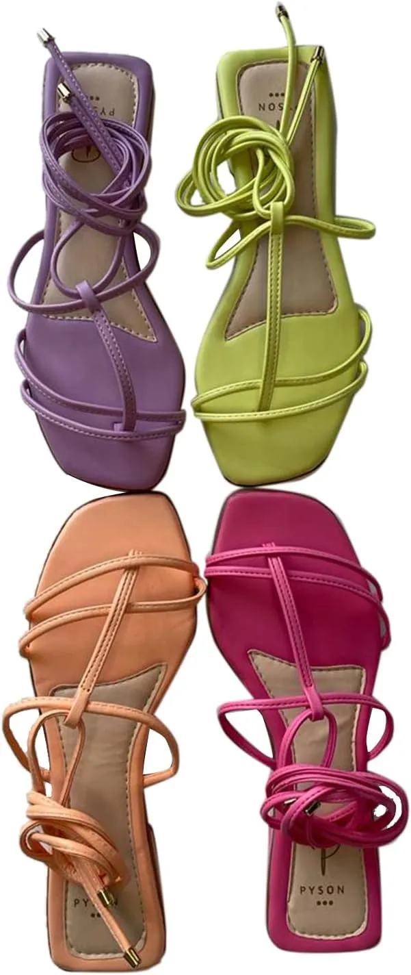 Pyson Faux Leather Fashionable, Comfortable & Durable Perfectly Fit Flat Sandals Lace Up Footwear For Women and Girl