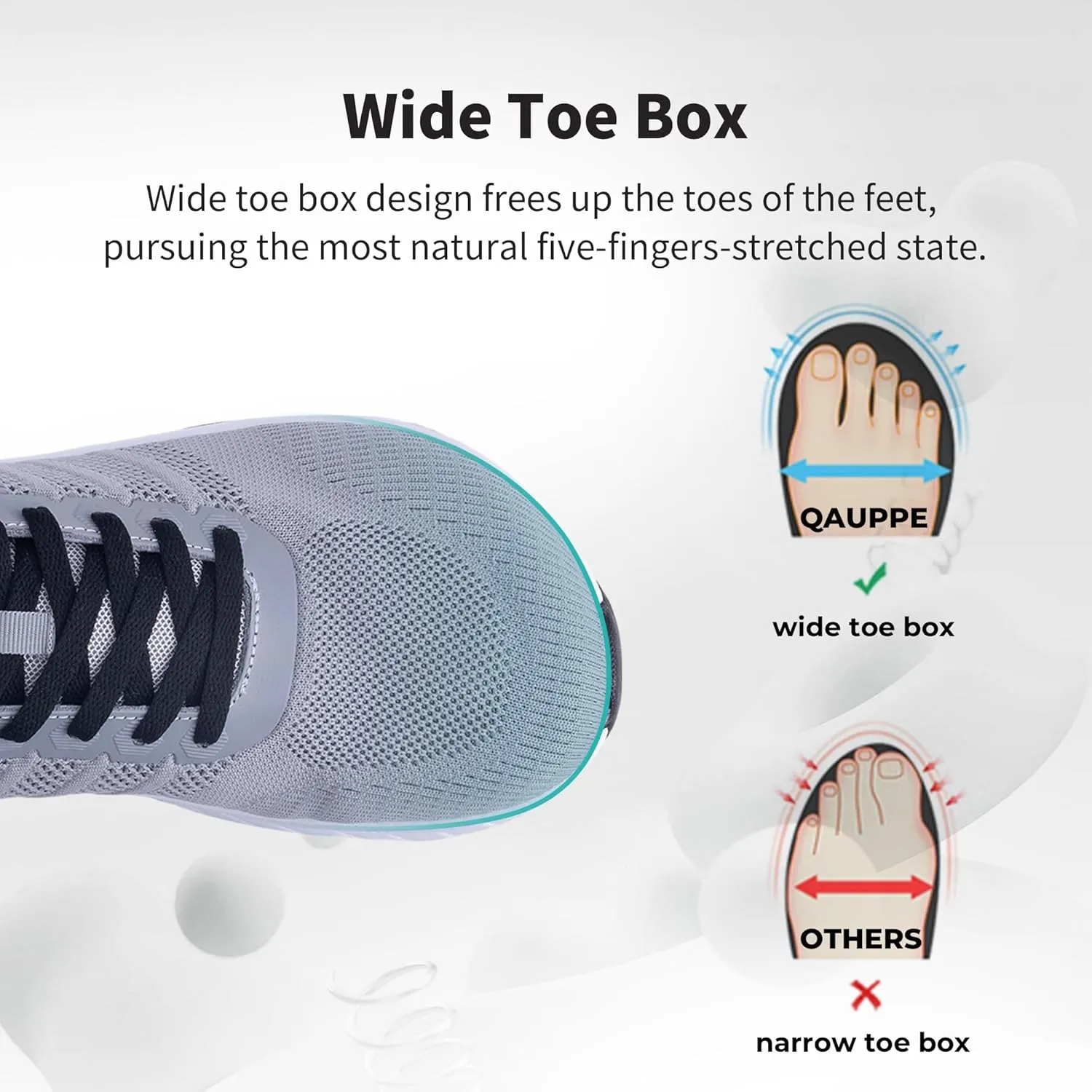 QAUPPE Wide Toe Box Shoes for Men Walking Shoes with Arch Support Plantar Fasciitis Orthotic Sneakers Air Tennis Sneakers US 8-13