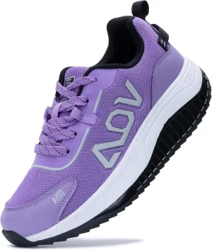 QAUPPE Women Walking Shoes with Arch Support, Orthotic Platform Sneakers Plantar Fasciitis Tennis Shoes Wide for Foot Pain Relief