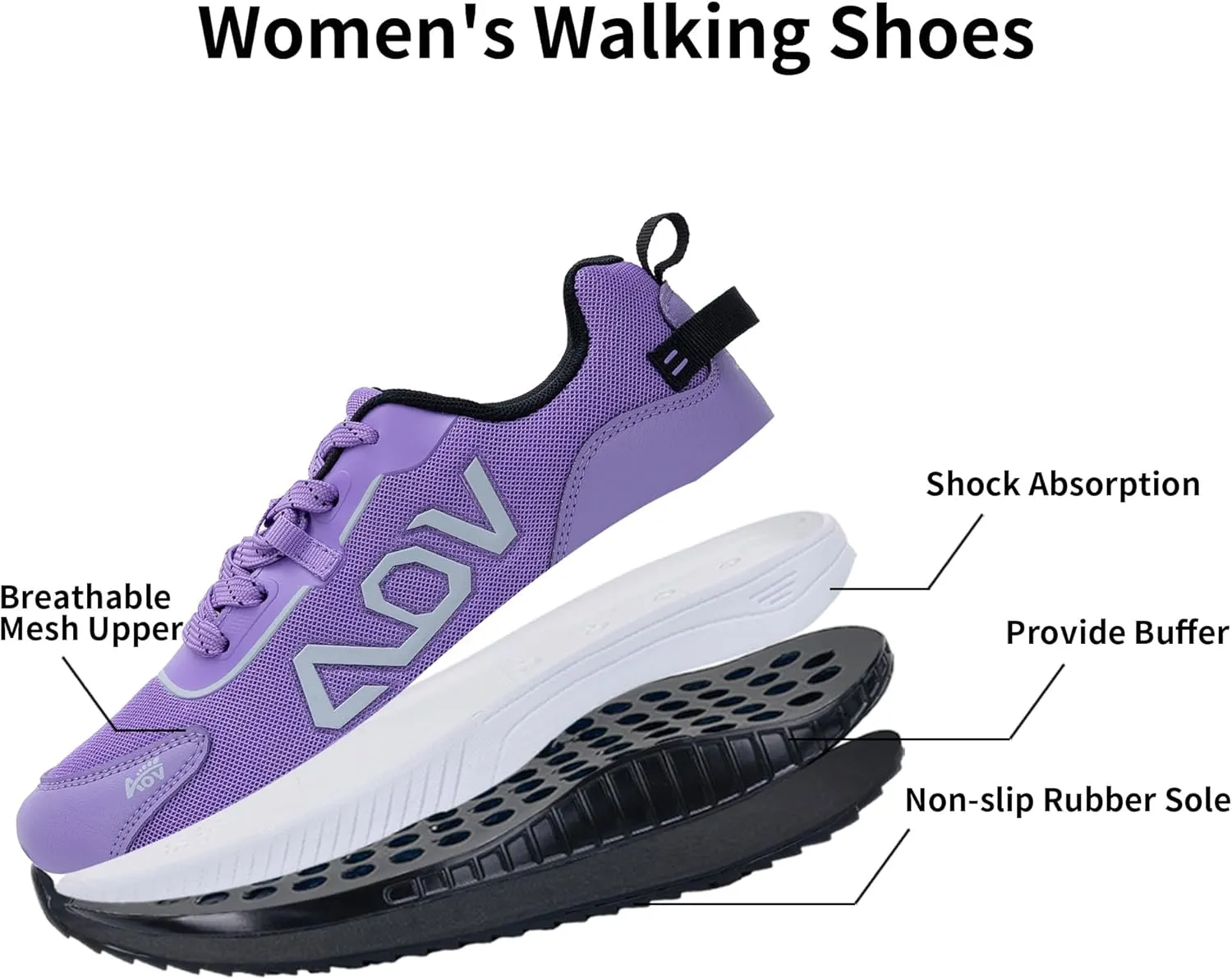 QAUPPE Women Walking Shoes with Arch Support, Orthotic Platform Sneakers Plantar Fasciitis Tennis Shoes Wide for Foot Pain Relief