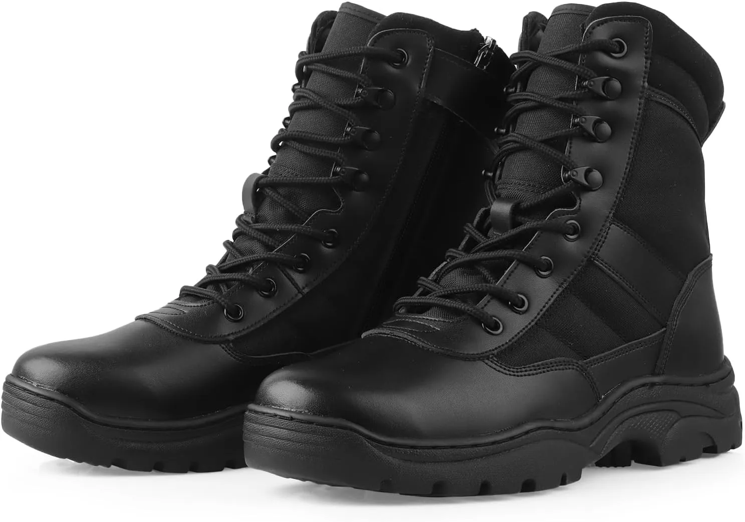 QUNLON Men's Military Side Zipper Tactical Boots Lightweight Breathable 8 inch Combat Outdoors Boots