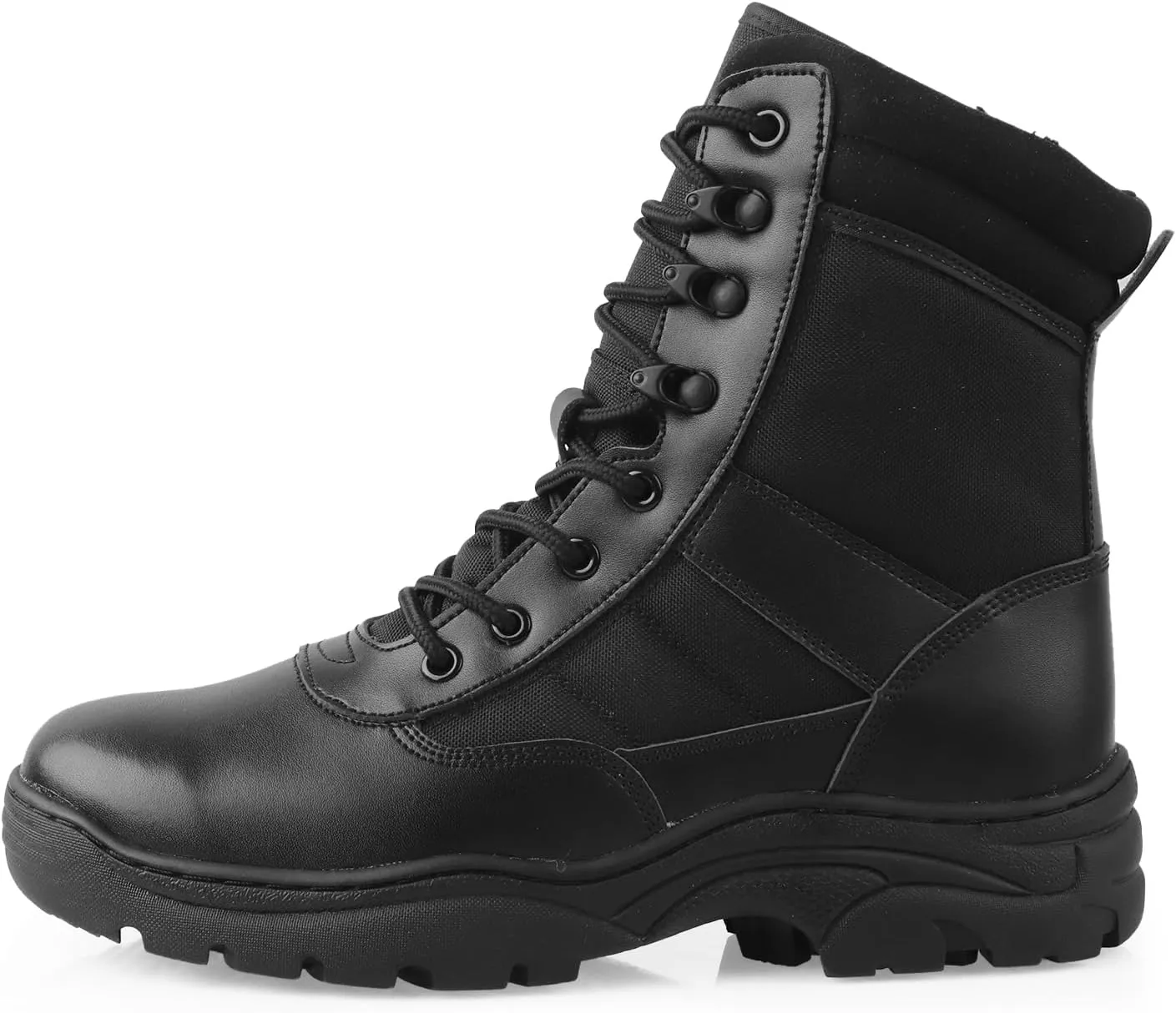 QUNLON Men's Military Side Zipper Tactical Boots Lightweight Breathable 8 inch Combat Outdoors Boots