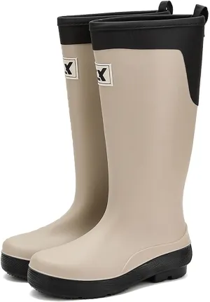 Rain Boots for Women and Waterproof Garden Shoes, Anti-Slipping Rubber Boots Lightweight Work Tall Fishing Boots for Outdoor