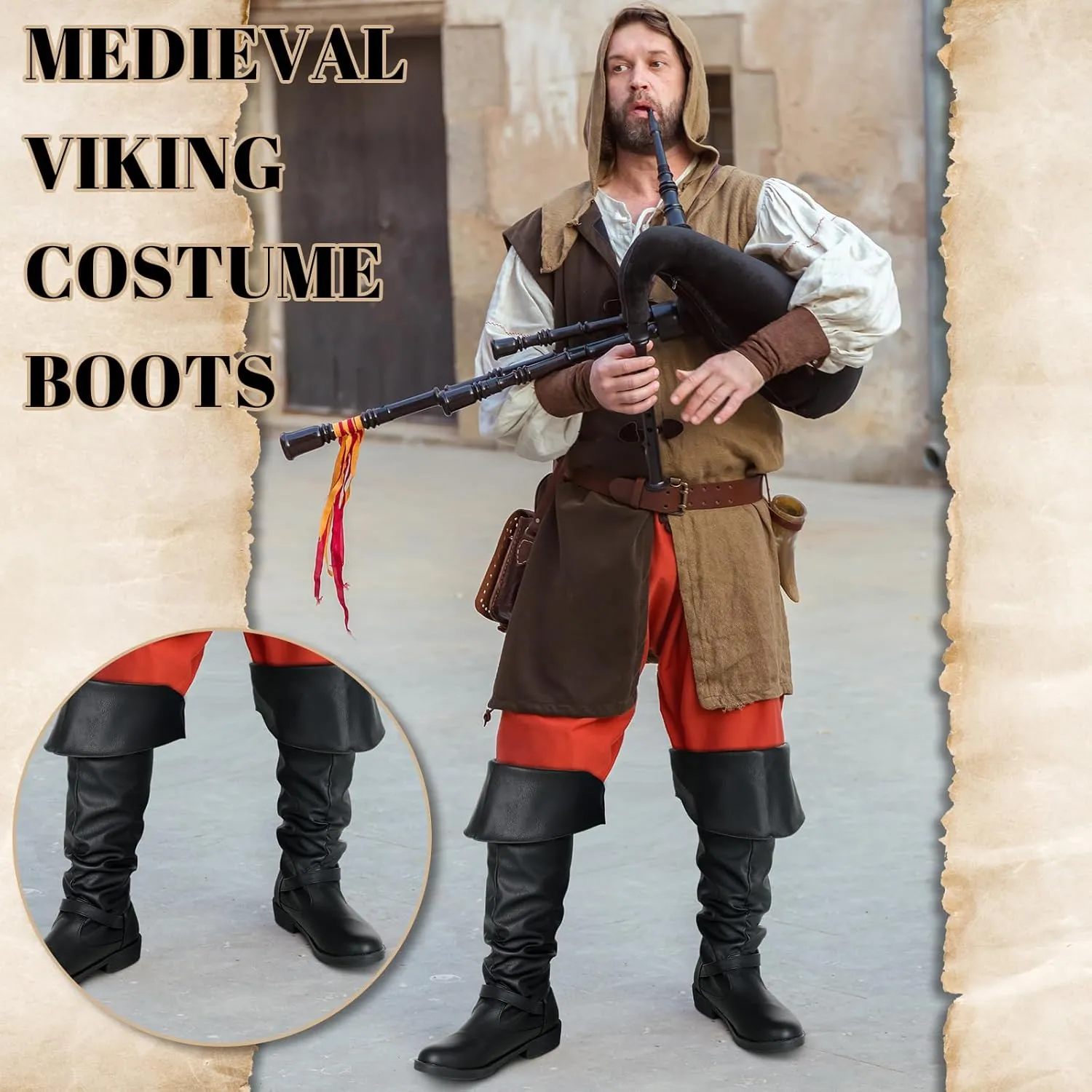 Ramede Medieval Pirate Boots Men Halloween Renaissance Boots Gothic Cosplay Costume for Men