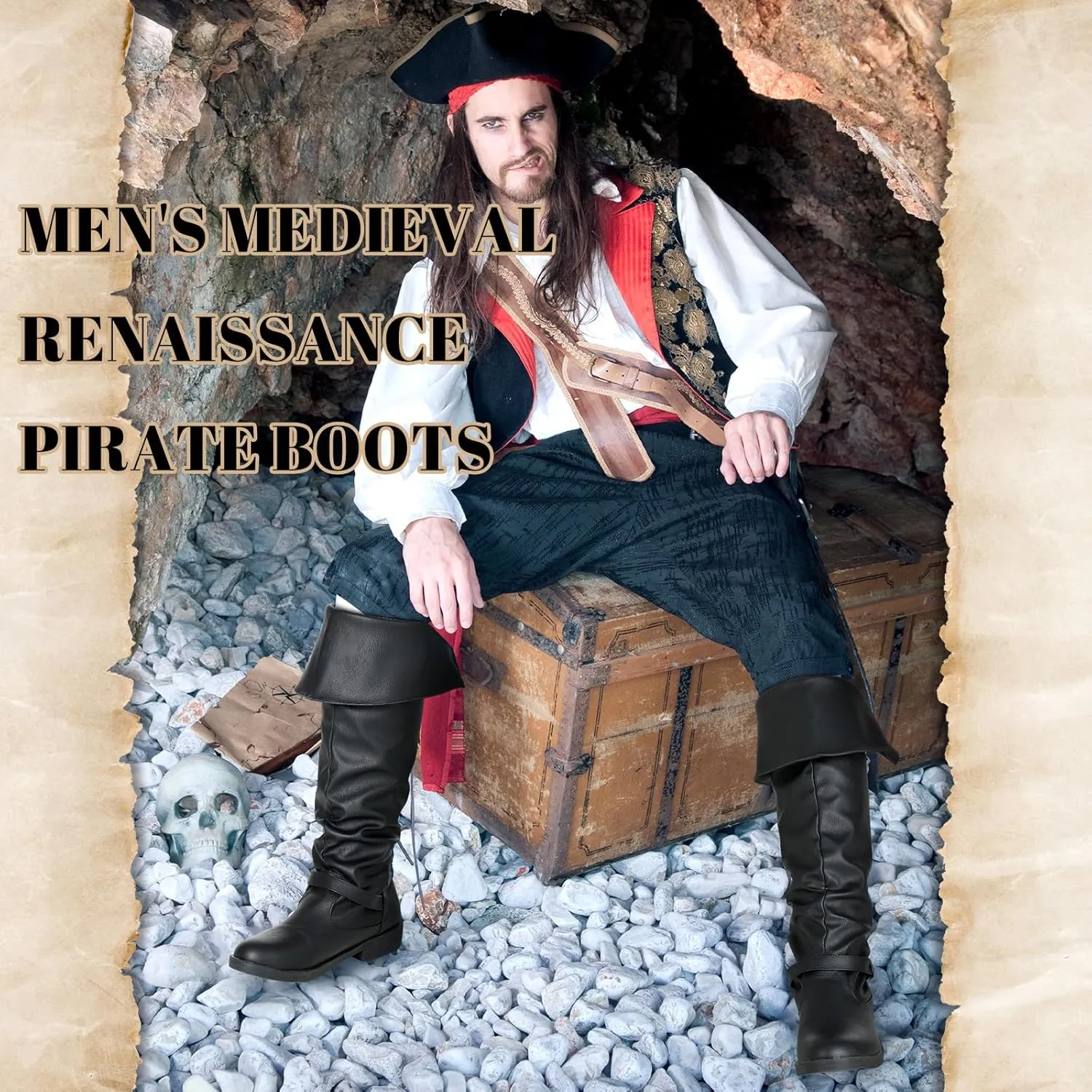 Ramede Medieval Pirate Boots Men Halloween Renaissance Boots Gothic Cosplay Costume for Men