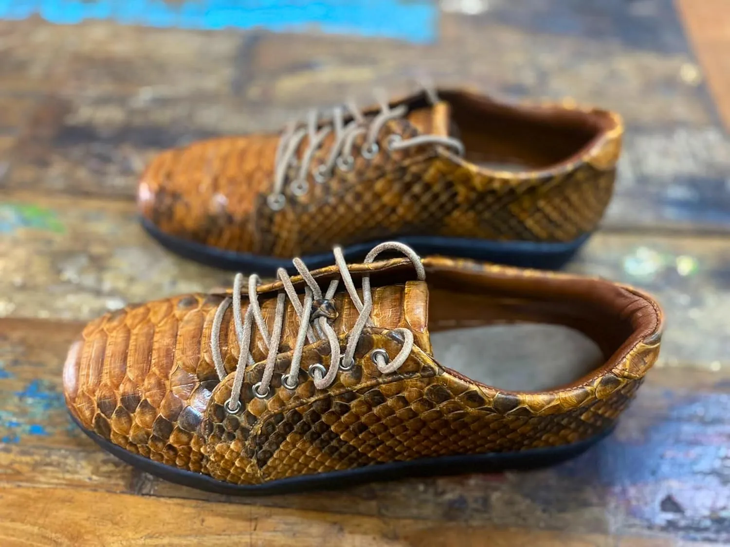Real Snake Skin Sneakers Casual Walking Shoes