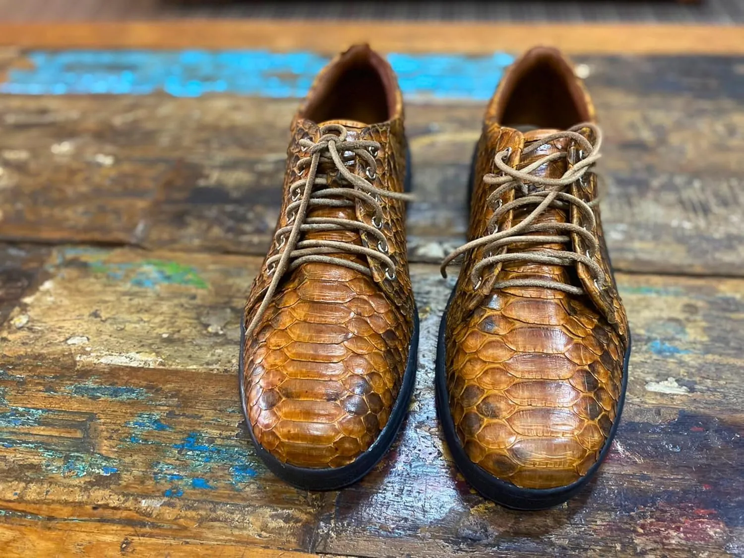 Real Snake Skin Sneakers Casual Walking Shoes