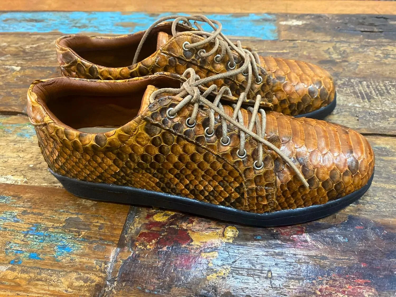 Real Snake Skin Sneakers Casual Walking Shoes