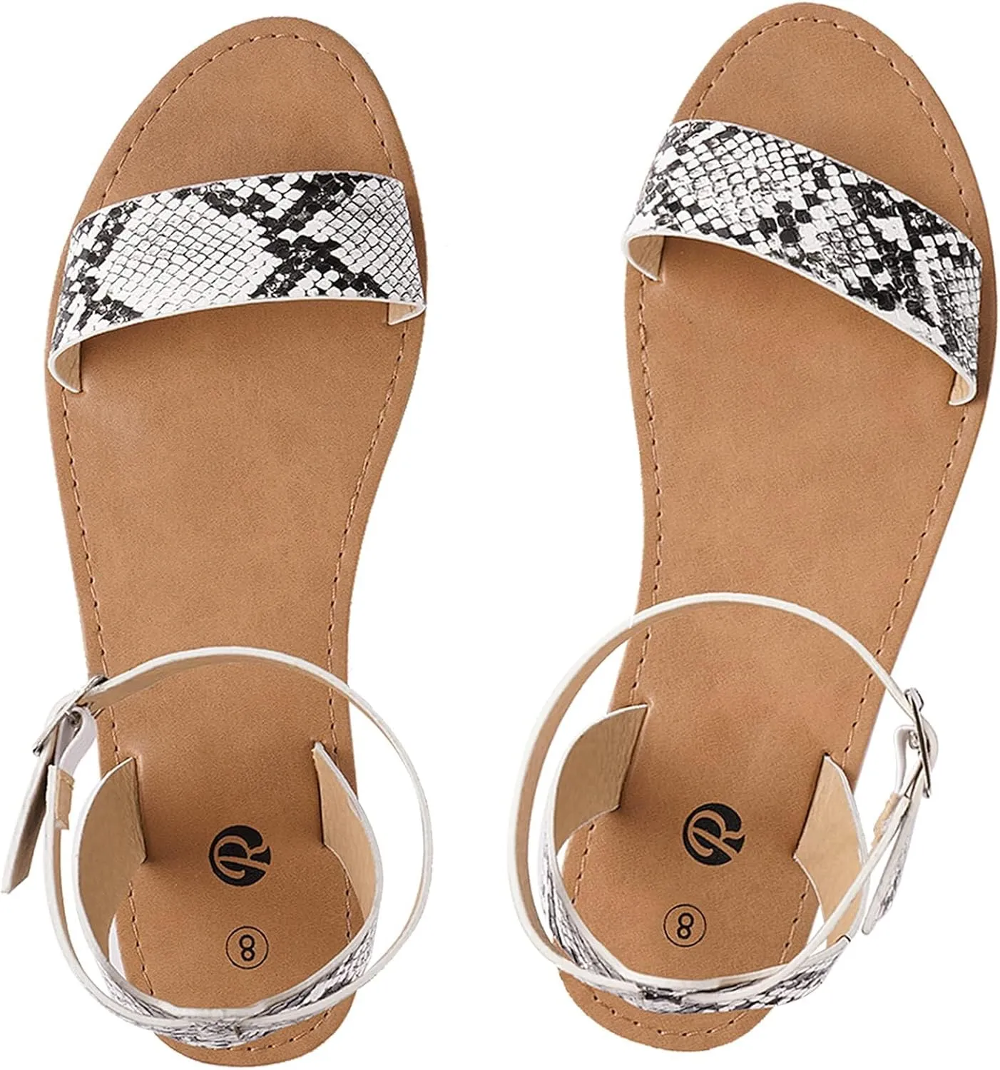 Rekayla Flat Faux Leather Ankle Strap and Adjustable Buckle Sandals for Women
