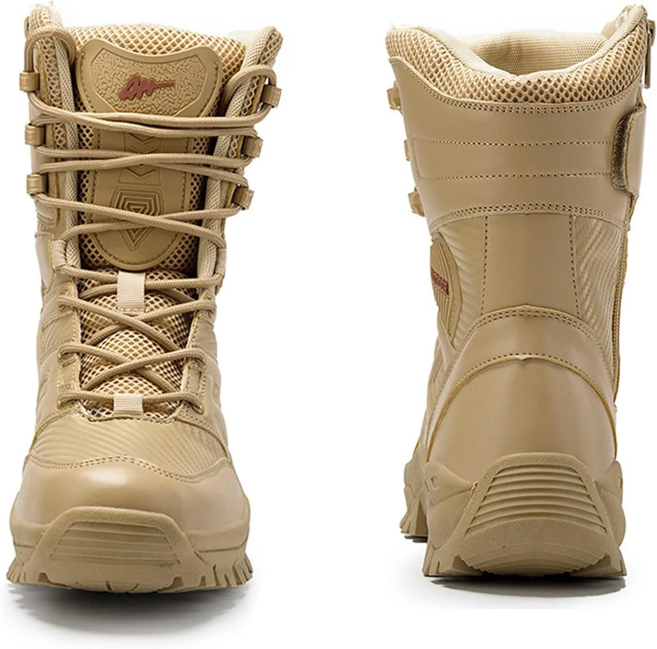Renyqatt Tactical Boots for Men 8 Inches Military Work Boots Side Zipper Leather Combat Hunting Boots jungle Army Boots