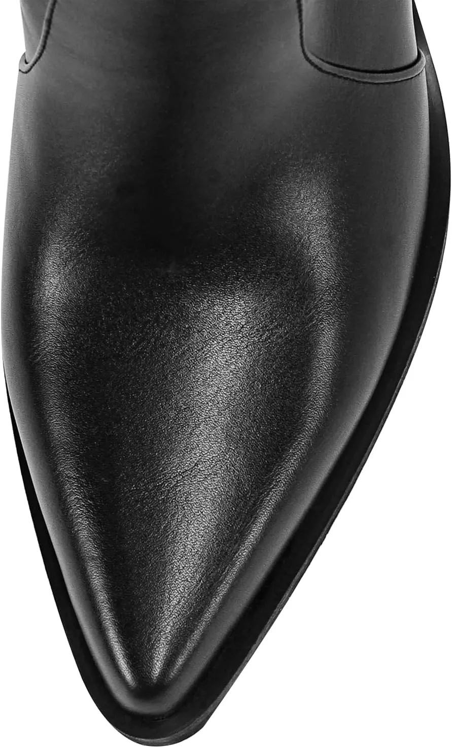 richealnini Fold Over Knee High Boots with Buckles Straps Pointed Toe Mid Calf Western Cowboy Boots