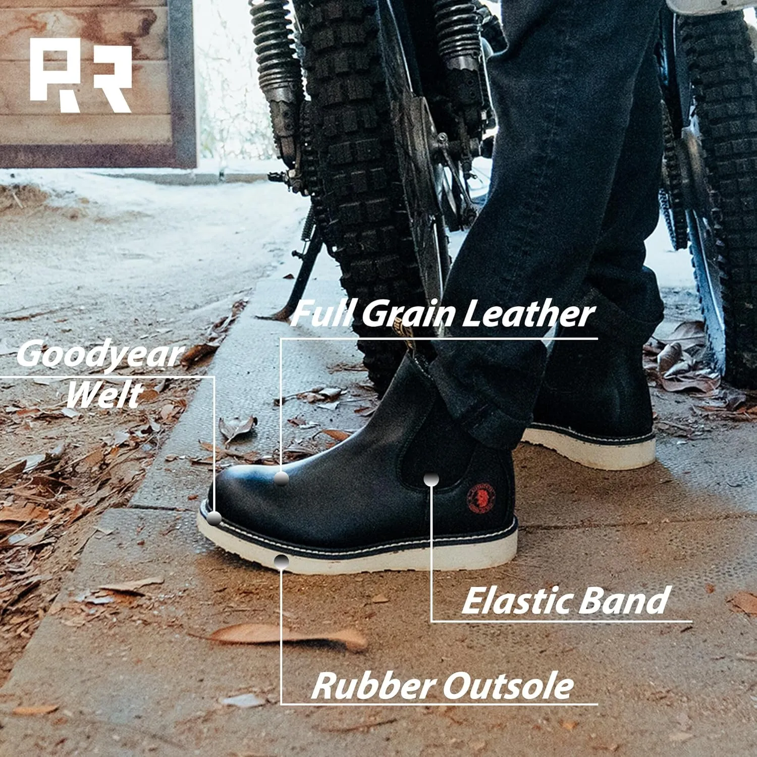 ROCKROOSTER Capitola - Anti-fatigue Comfortable Coolmax Lining Goodyear Welt Soft Toe Leather Work boots for men SAP101BK SAP102BR
