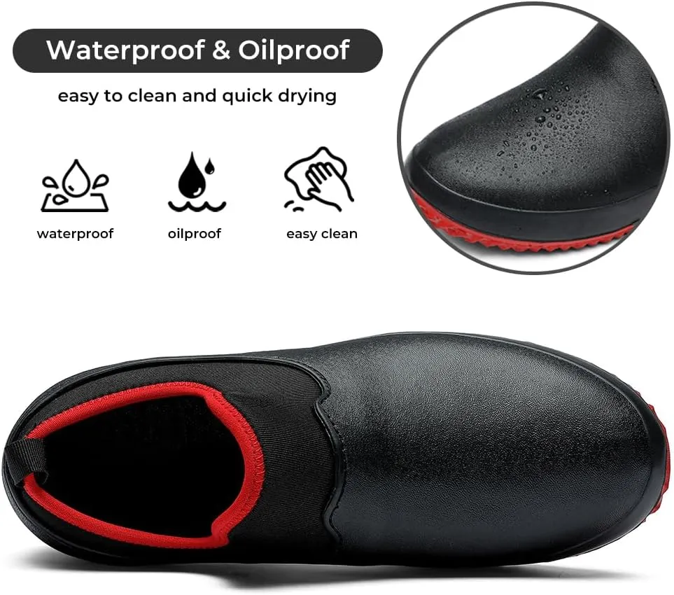 Rojeam Mens Rain Boots Waterproof Womens Work Clog Outdoor Garden Shoes