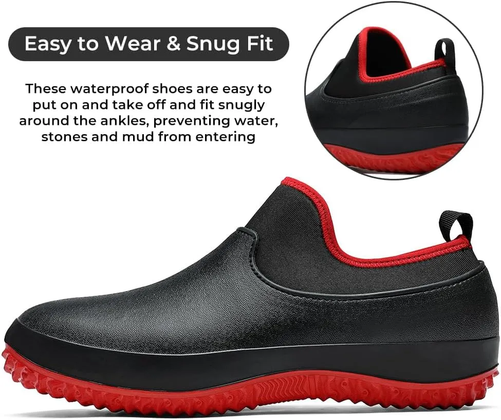 Rojeam Mens Rain Boots Waterproof Womens Work Clog Outdoor Garden Shoes