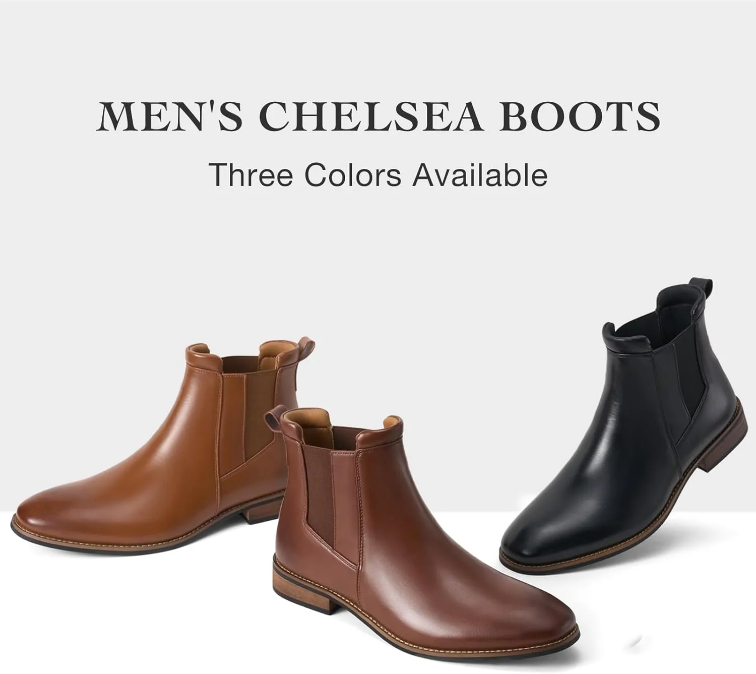 Rollda Mens Chelsea Boots Casual Ankle Boots Dress Boots Elastic Slip on Boots for Men