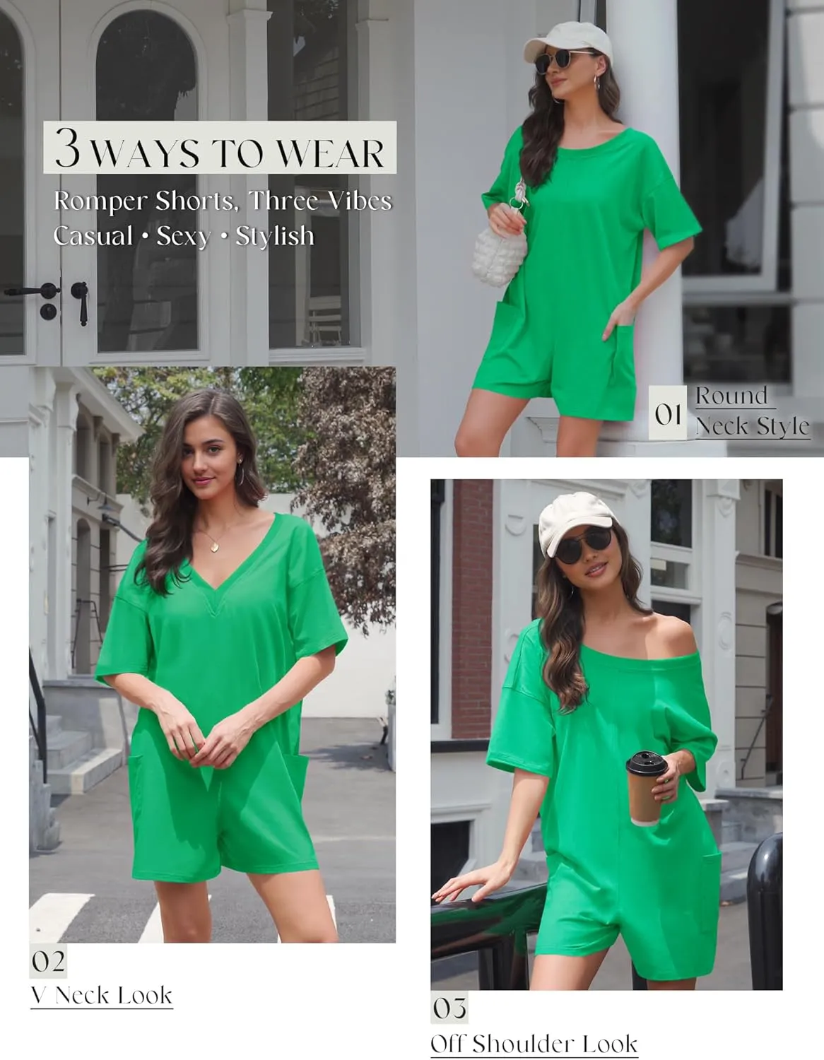 Rompers for Women Summer Oversized Shirt Short Sleeve Jumpsuit Athletic Workout Reversible Hot Shot Tee Pockets