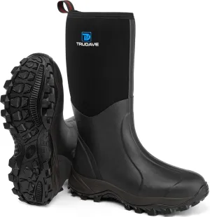 Rubber Boots for Men & Women with Steel Shank, Reliable 6mm Neoprene Waterproof Insulated Rain Boots, Warm Anti-slip High Traction Multi-season Dry Mud Boot for Outdoor Work Hunting, Size 5-14
