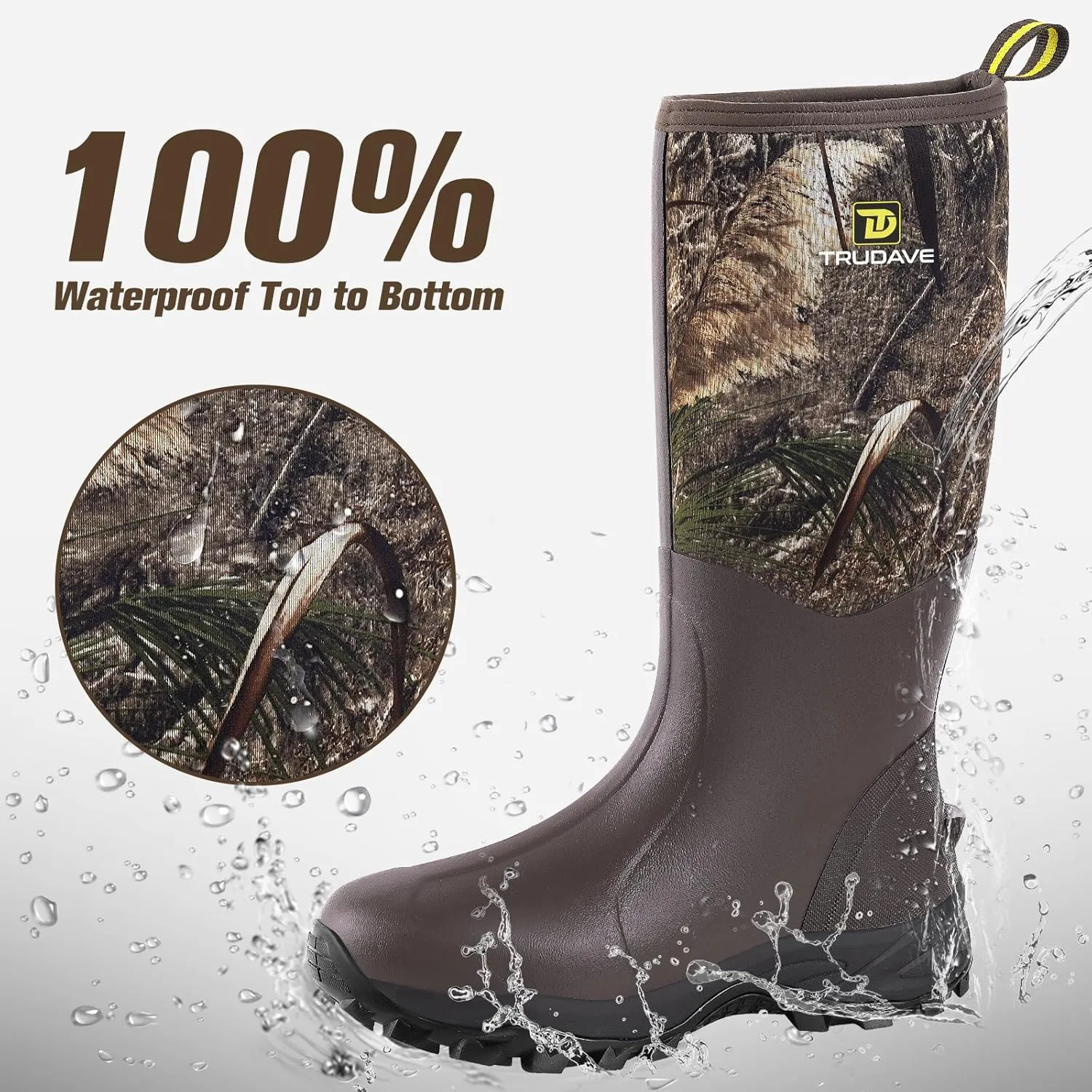 Rubber Boots for Men & Women with Steel Shank, Reliable 6mm Neoprene Waterproof Insulated Rain Boots, Warm Anti-slip High Traction Multi-season Dry Mud Boot for Outdoor Work Hunting, Size 5-14