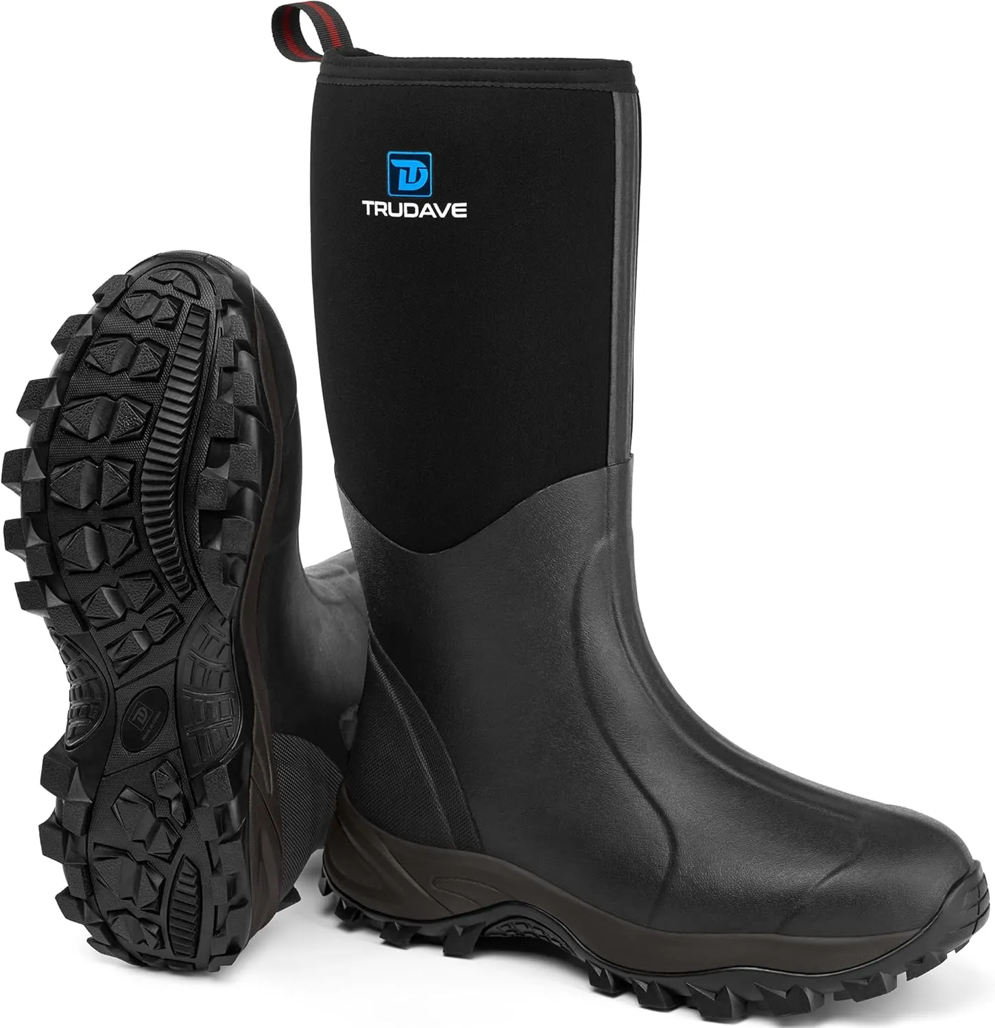 Rubber Boots for Men & Women with Steel Shank, Reliable 6mm Neoprene Waterproof Insulated Rain Boots, Warm Anti-slip High Traction Multi-season Dry Mud Boot for Outdoor Work Hunting, Size 5-14