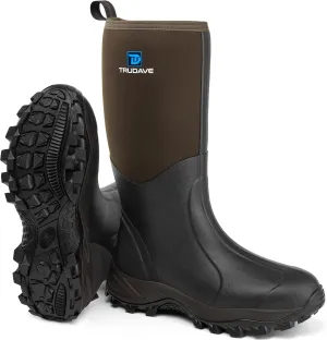 Rubber Boots for Men & Women with Steel Shank, Reliable 6mm Neoprene Waterproof Insulated Rain Boots, Warm Anti-slip High Traction Multi-season Dry Mud Boot for Outdoor Work Hunting, Size 5-14