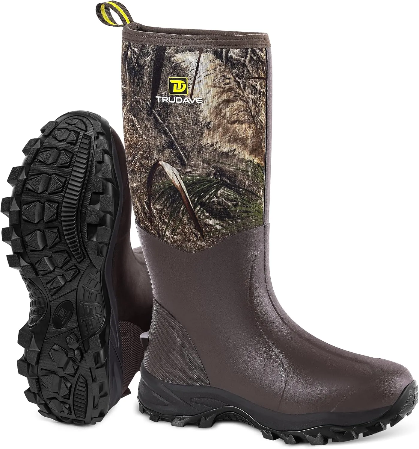 Rubber Boots for Men & Women with Steel Shank, Reliable 6mm Neoprene Waterproof Insulated Rain Boots, Warm Anti-slip High Traction Multi-season Dry Mud Boot for Outdoor Work Hunting, Size 5-14