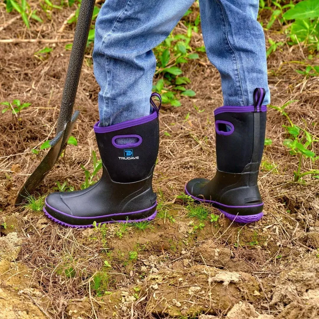 Rubber Boots for Women, Mid Calf Rain Boots, Womens Waterproof Boots, Neoprene Insulated Work Boots, Outdoor Mud Boots for Hunting Farming Gardening Fishing, Size 5-11