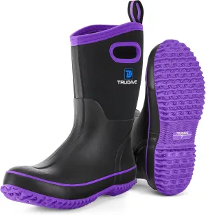 Rubber Boots for Women, Mid Calf Rain Boots, Womens Waterproof Boots, Neoprene Insulated Work Boots, Outdoor Mud Boots for Hunting Farming Gardening Fishing, Size 5-11