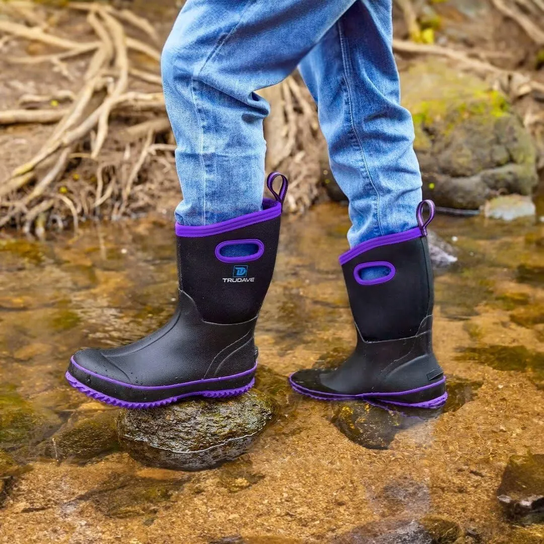 Rubber Boots for Women, Mid Calf Rain Boots, Womens Waterproof Boots, Neoprene Insulated Work Boots, Outdoor Mud Boots for Hunting Farming Gardening Fishing, Size 5-11
