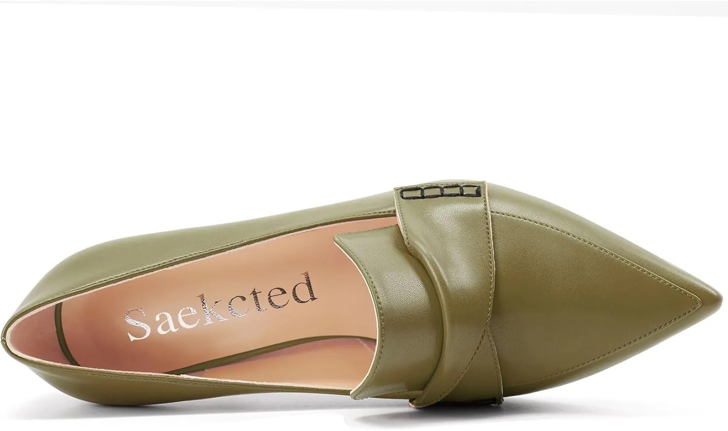 Saekcted Womens Stiletto High Heel Pointed Toe Pumps Loafers Shoes Slip-on Office Basic Classic 3.9 Inches Heels