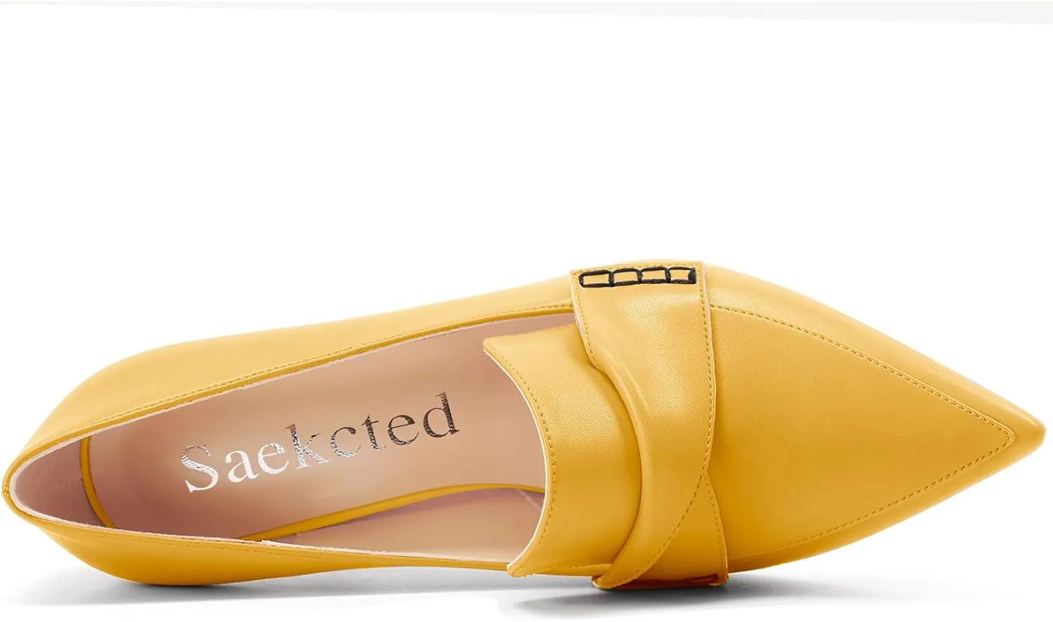 Saekcted Womens Stiletto High Heel Pointed Toe Pumps Loafers Shoes Slip-on Office Basic Classic 3.9 Inches Heels