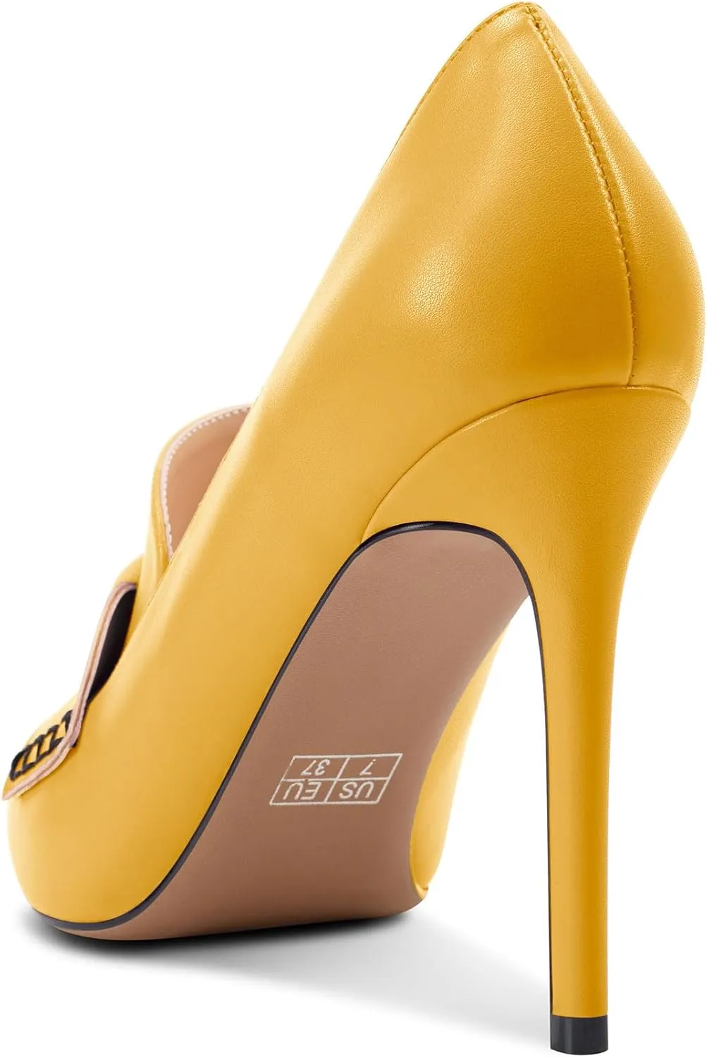 Saekcted Womens Stiletto High Heel Pointed Toe Pumps Loafers Shoes Slip-on Office Basic Classic 3.9 Inches Heels