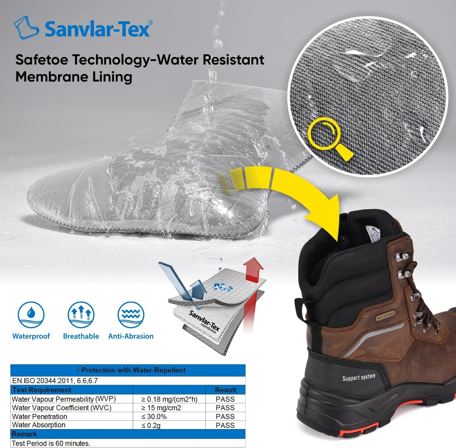 SAFETOE Men's Waterproof Cow Leather Safety Boot 8-inch Composite Toe Work Boots Insulated Winter Snow Boots