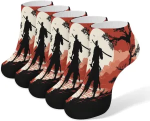 Samurai Casual Socks Soft Moisture-Wicking Socks Low Cut Invisible Liner Ankle Sock (5 Pairs)