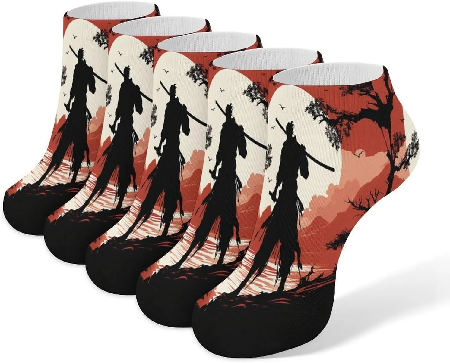 Samurai Casual Socks Soft Moisture-Wicking Socks Low Cut Invisible Liner Ankle Sock (5 Pairs)