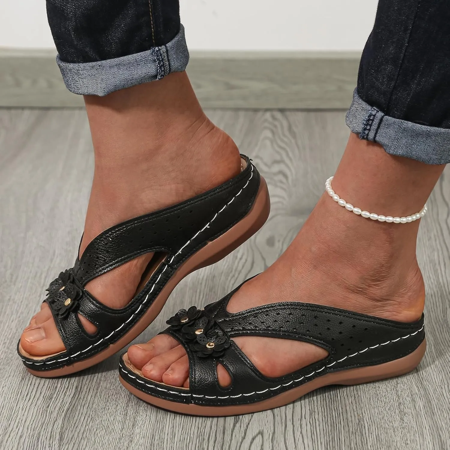 Sandals for Women Wedge Shoes Slip on Dressy Slippers Summer Comfortable Slides Sandals Arch Support Shoes2