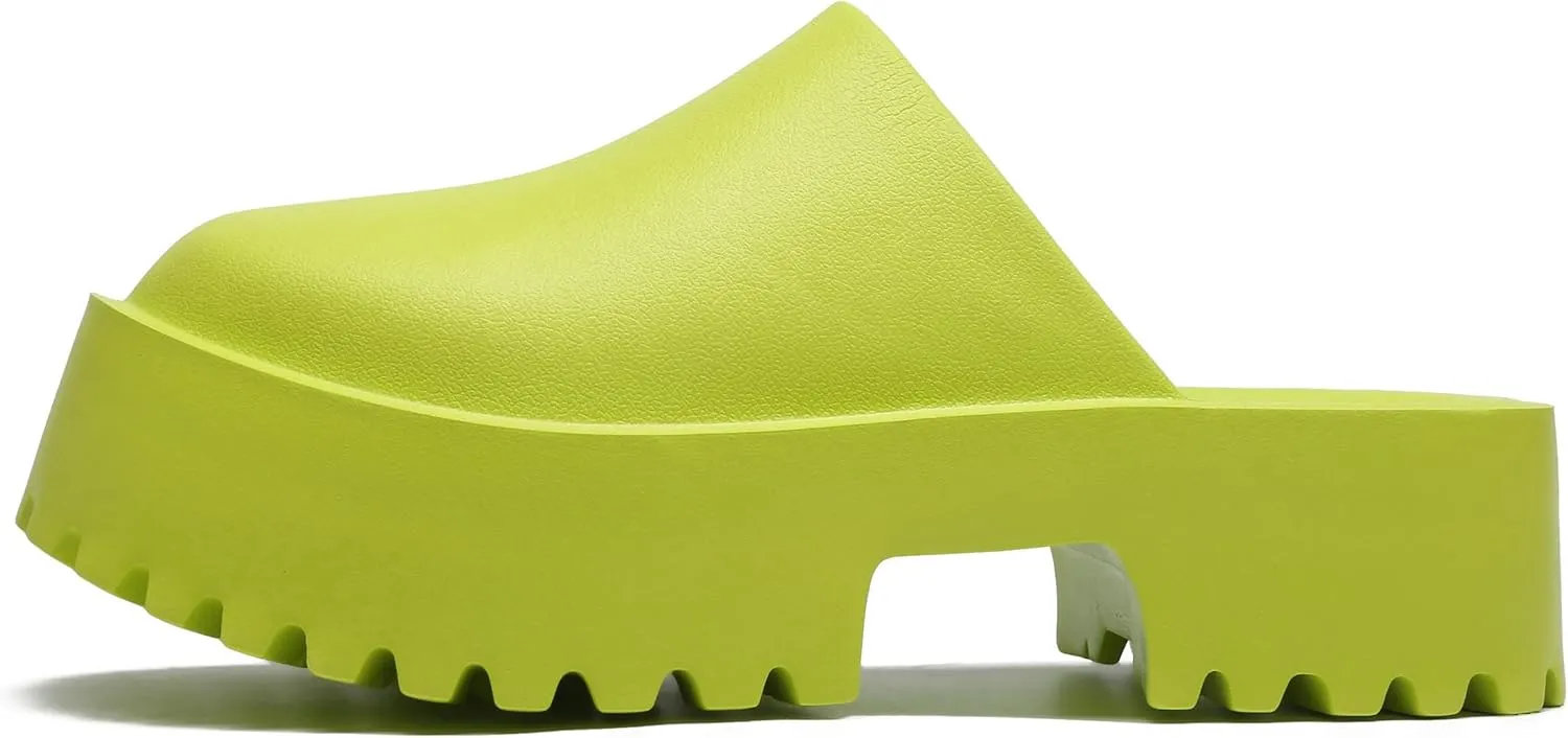 SANIOOOI Women's Platform Mules Colgs,Slip on Wedge Thick Sole Colg Slippers Cute Fashion Vacation Heeled Flatform Sandals Water Beach Comfort Soft Shoe