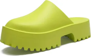 SANIOOOI Women's Platform Mules Colgs,Slip on Wedge Thick Sole Colg Slippers Cute Fashion Vacation Heeled Flatform Sandals Water Beach Comfort Soft Shoe